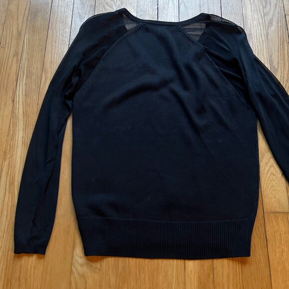 Black Label Ralph Lauren Size XS Black Sheer Long Sleeve V-Neck Sweater Top - Picture 13 of 16